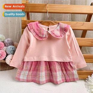 simple set princess piece two fake fall 2023 dress girl Baby