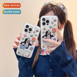 Apple iPh cute stand 15ProMax 适用 mole saffron ins Niche