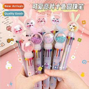 Push Ballpoint Pen Creative Sequins color Cartoon Colo Multi