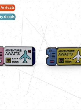 NEW Airline Ticket Pin ADVENTURE AWAITS Airline Ticket Badge