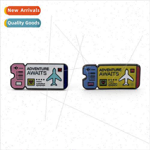 NEW Airline Ticket Pin ADVENTURE AWAITS Airline Ticket Badge