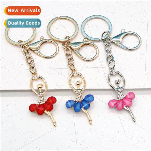 Creative cute angel ballet diamond girls car keychain pendan