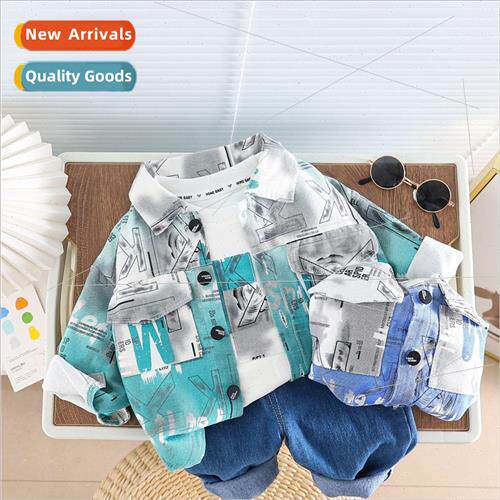 Boys 23 fall new childrens suit gradient denim jacket Korean