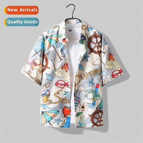 Hawaiian vacation  beach suit mens summer Thailand flower sh