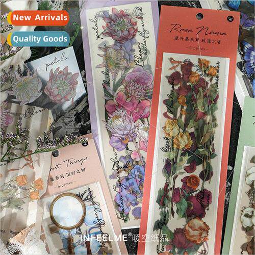 PET stickers grass leaves collection series fresh retro hand