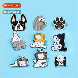 Cute panda microphone dog bee brooch ins personalized bag cl
