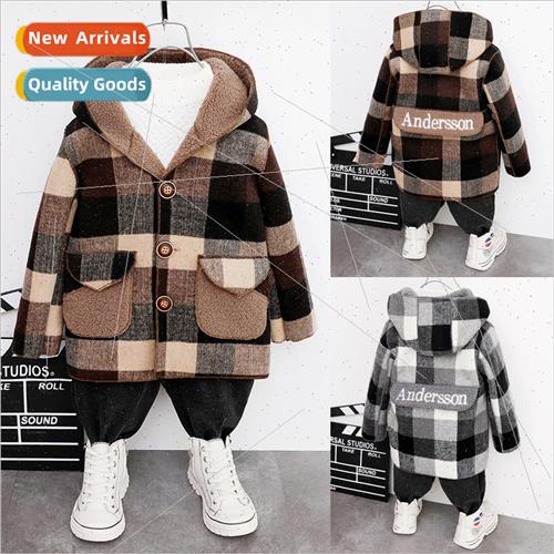 Childrens clothing 2023 new boys fashion tweed jacket fall a