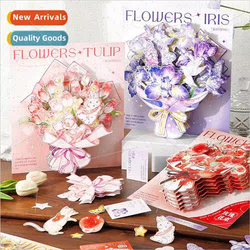 Multi-Layer Greeting Cards Flower Series Small Fresh 3D Prem