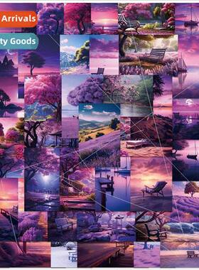 50 -repeating purple serene landscape stickers luggage lapto