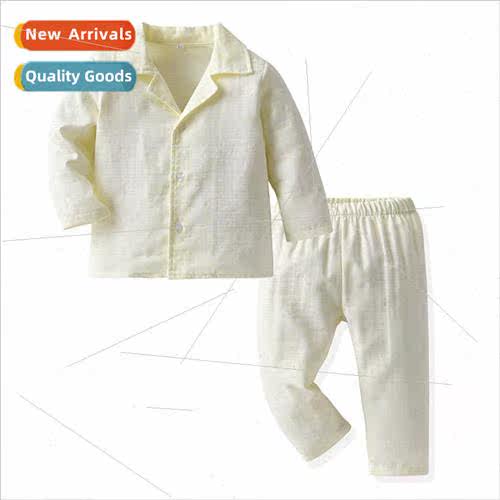 2022 new childrens pajamas baby unisex retro polka dot long-