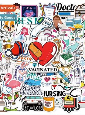 50 doctor stickers cartoon luggage laptop water cup waterpro