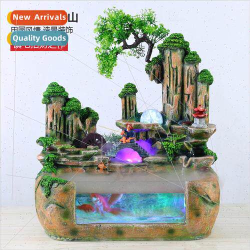 Rockery water fountain glass fish tank fish pond 适用tune fe