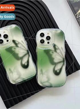 Green background half butterfly IPhone13/14ProMax wave air c