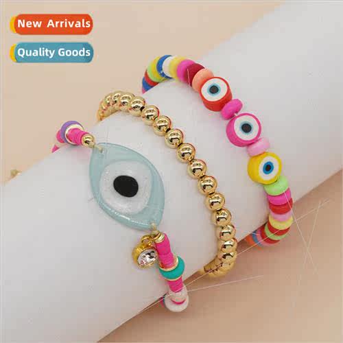 Fashion versatile 3-piece wind colorful soft ceramic eyes pe