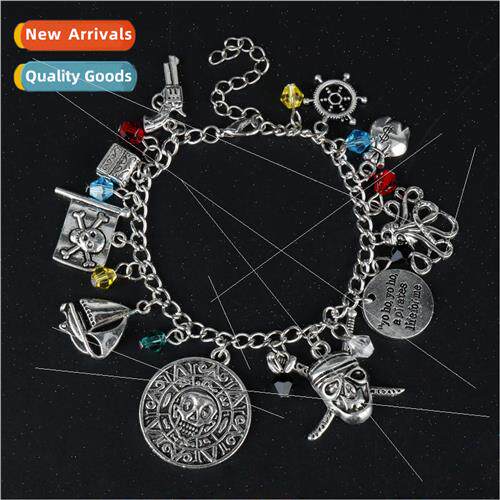 Pirates of the Caribbean Skull Gold Coin Pendant Alloy Brace
