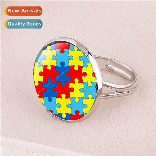 Autism Red Ribbon Jigsaw Puzzle Open End Ring Caring Theme C