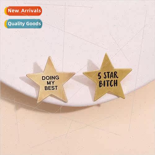 Creative pentagram metal badge geometric brooch irregular cl