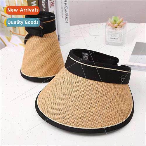 New vinyl hollow top hat summer large brim riding sunscreen