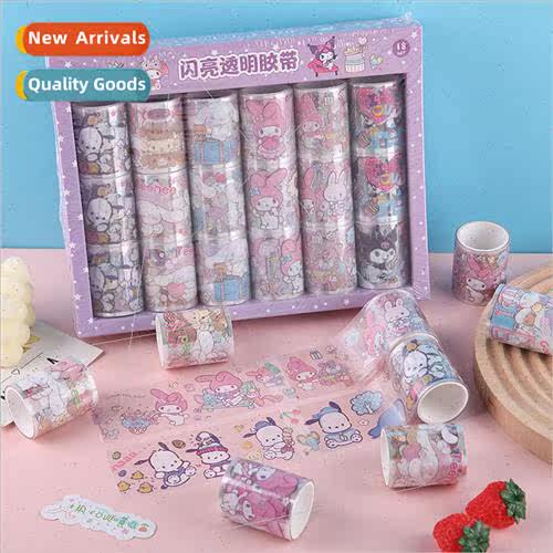 Cartoon colorful handbook stickers shiny transparent tape cu