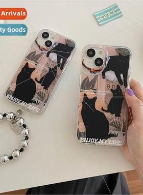 Niche ins newspaper cat 适用 iPhone 13 Apple 14 ProMax phone