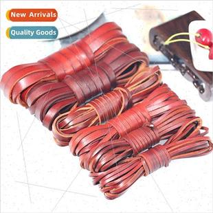 flat cowhide round head brown layer old diy retro