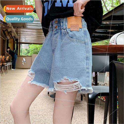Childrens clothing girls broken holes denim shorts summer th