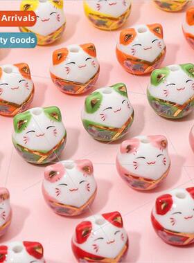 Cartoon ceramics hand-painted lucky many 适用tune cat beads