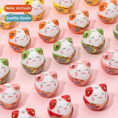 Cartoon ceramics hand-painted lucky many 适用tune cat beads
