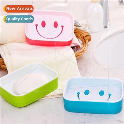 Bathroom Drainage Soap Box Soap Holder Cartoon Smiley Double