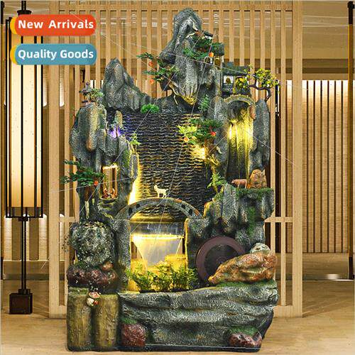 Rockery water curtain wall water fountain feng shui wheel fi