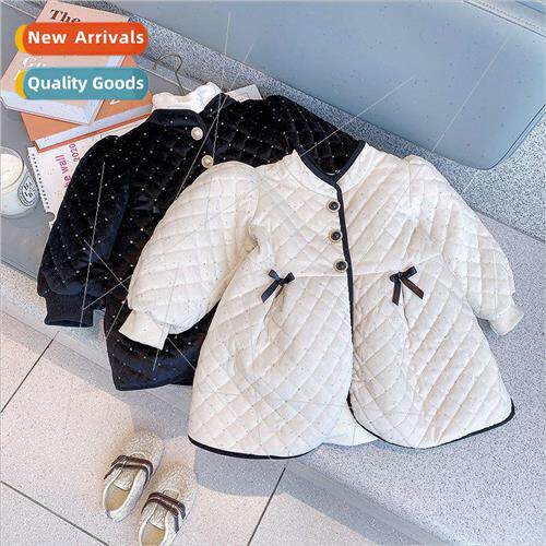 Girls winter padded thickened jacket 2023 winter Korean  of