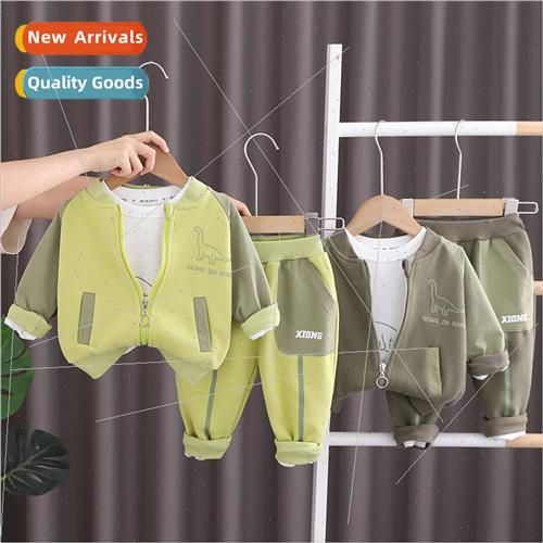 2023 fall new dinosaur three-piece cartoon fall suit 1-5 yea