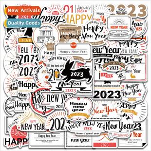 49 pcs of 2023 New Year English letters graffiti stickers lu