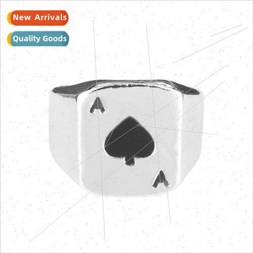 Fashion personalized Ace of Spades playing card ring mens pu