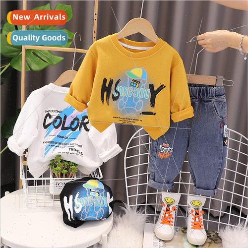 Boys fall new fashion printing clothing round neck long-slee