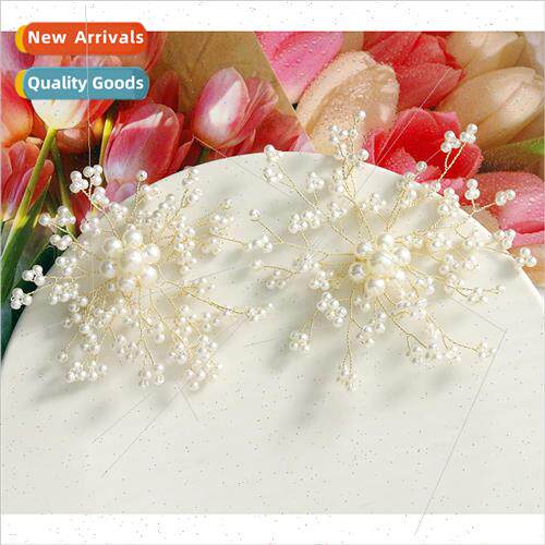 Gentle princess  pearl weaving gold silk large flower cluste