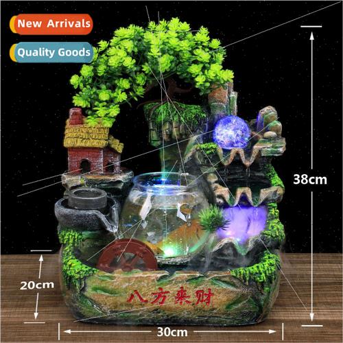 Rockery flowing water with e  cartoon round plastic fish orn