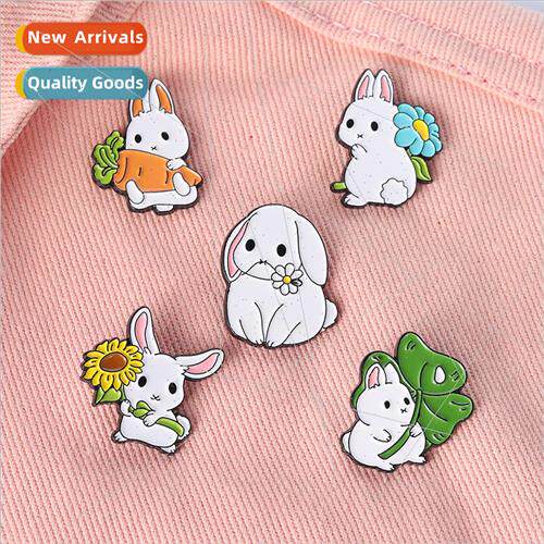Cute white rabbit modeling badge jewelry creative cartoon ra
