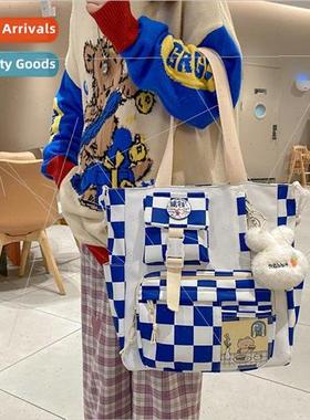 Korea ulzzang college tuition bag small fresh plaid girl stu