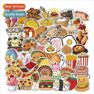 Burger Fries Laptop Cute Wate ggage Food Stickers Gourmet
