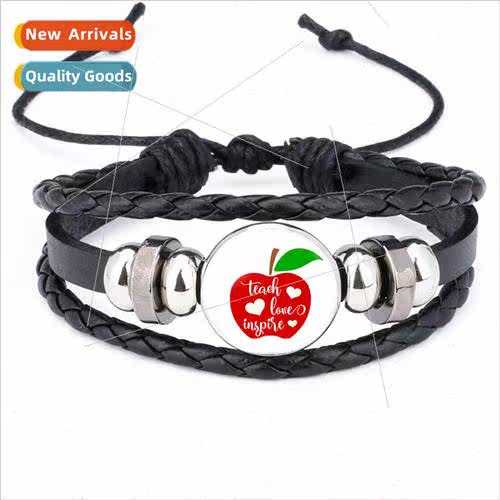 Super Teacher Hand-Woven Gemstone Cowhide Bracelet Novelty T