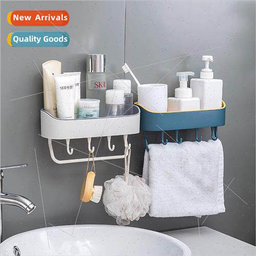 Two-color four hooks shelf bathroom wall mounted bathroom su