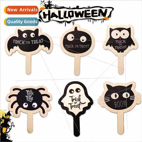 New Halloween wooden hand-held sign spooky party pumpkin spi