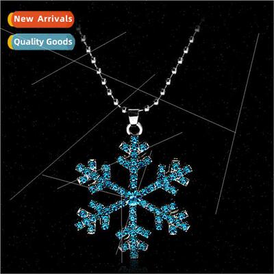 Frozen full diamond snowflake necklace long versatile crysta