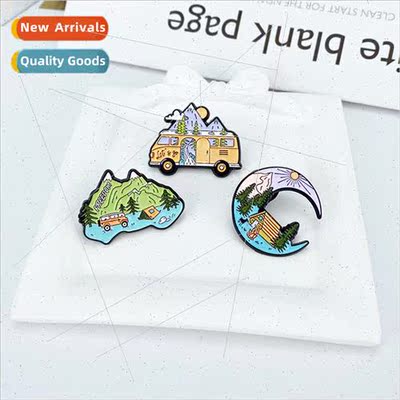 New creative landscape figure moon house cartoon pin persona