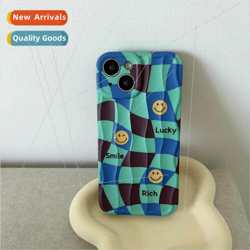 Niche irregular plaid smiley face 适用 iPhone 13ProMax case