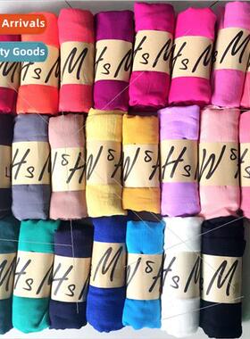 New interwoven cotton simple color cotton scarf ladies liter