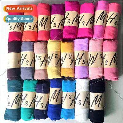 New interwoven cotton simple color cotton scarf ladies liter
