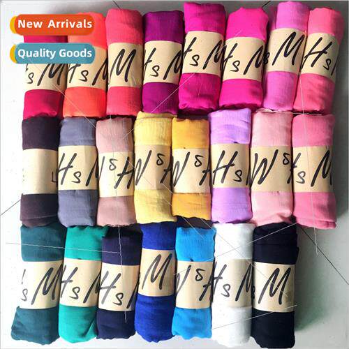 New interwoven cotton simple color cotton scarf ladies liter