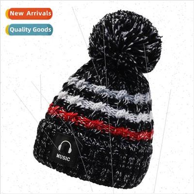 The new  of womens striped wool cap padded warm windproof mo